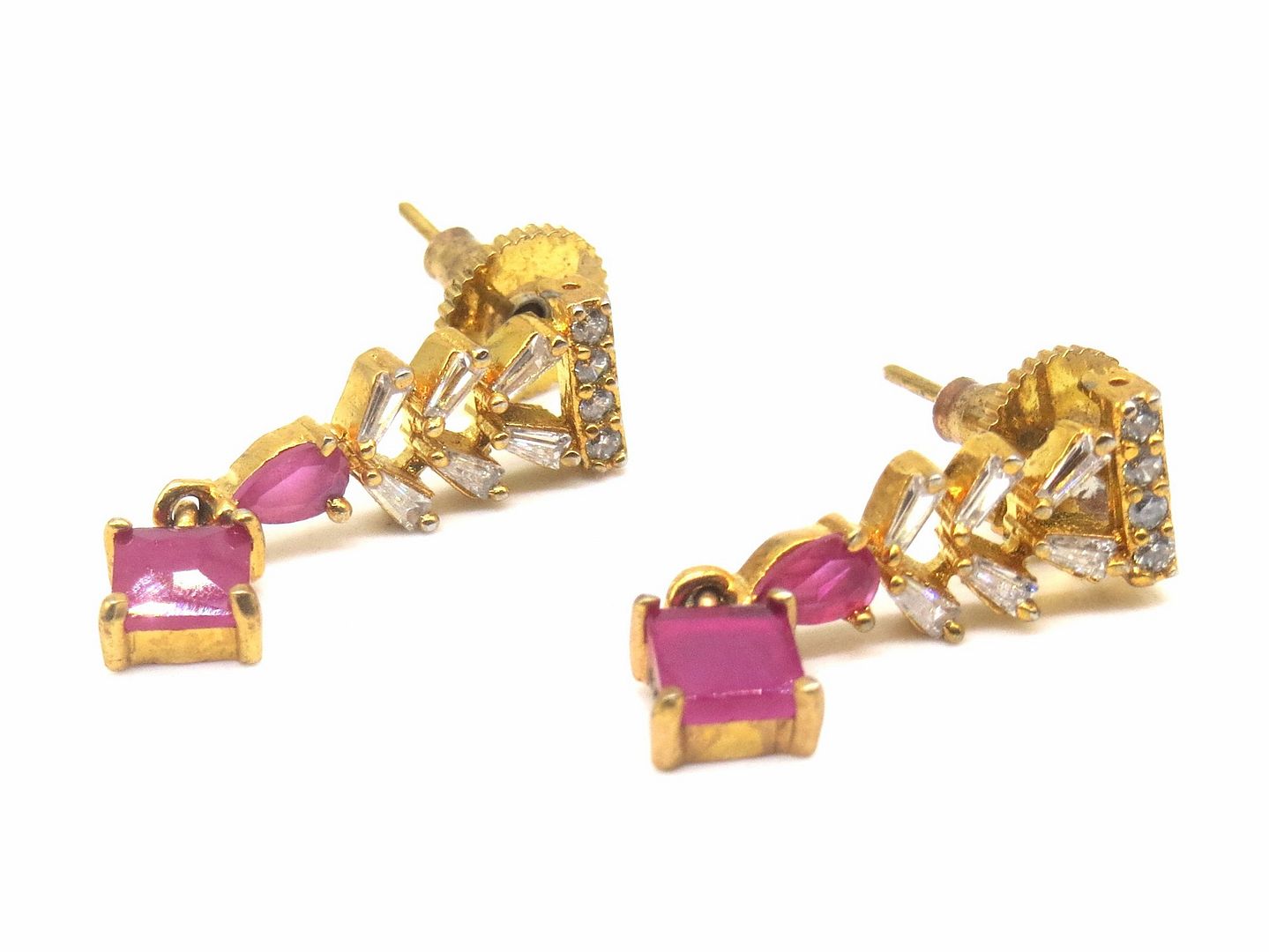 Jewelshingar Jewellery Gold Silver Plated Red Colour Earrings For Women ( 56391EAD )