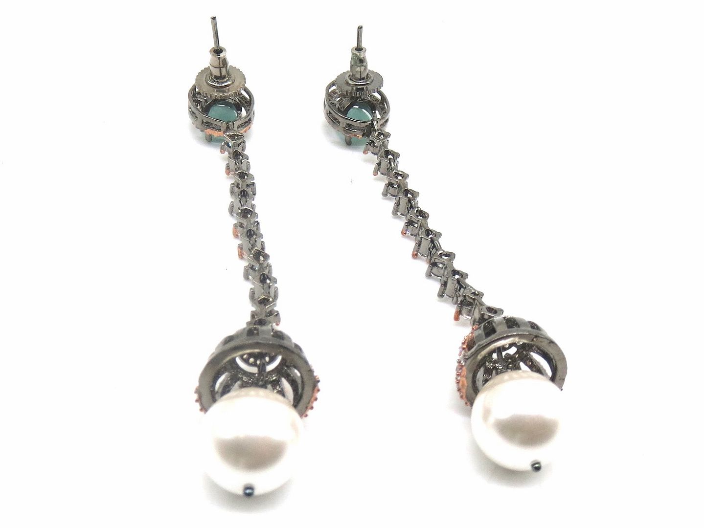 Jewelshingar Jewellery Victorian Plated Green Colour Earrings For Women ( 56407EAD )