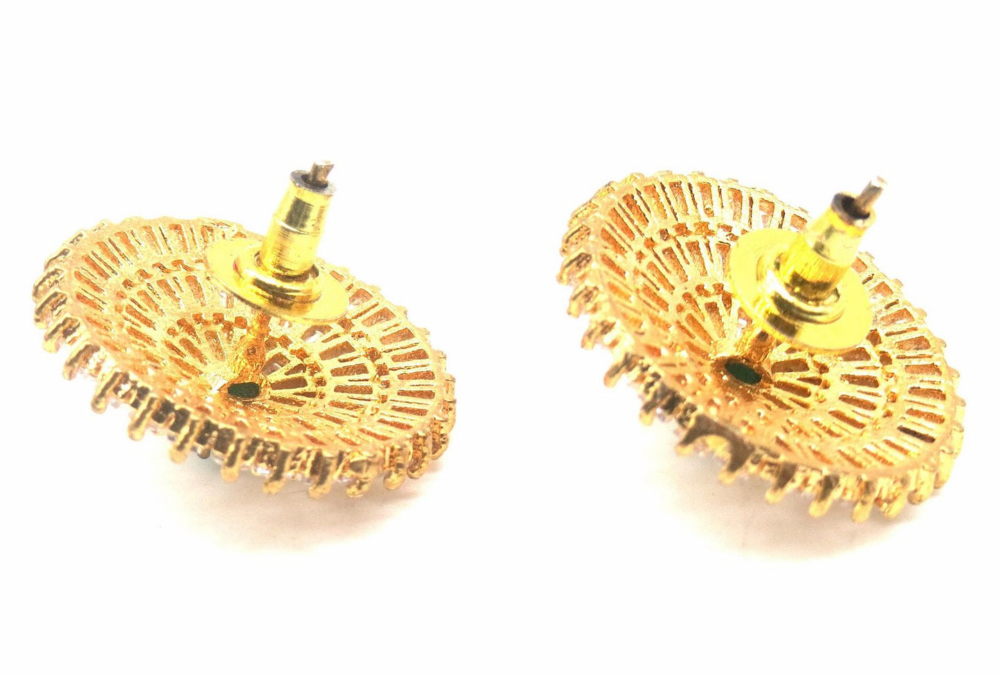 Jewelshingar Jewellery Gold Silver Plated Green Colour Earrings For Women ( 56415GJT )