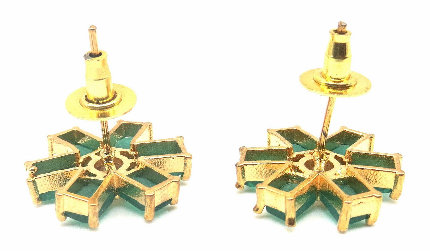 Jewelshingar Jewellery Gold Silver Plated Green Colour Earrings For Women ( 56427GJT )