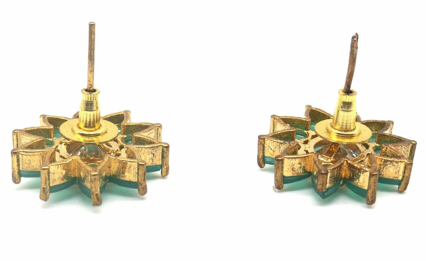 Jewelshingar Jewellery Gold Silver Plated Green Colour Earrings For Women ( 56447GJT )