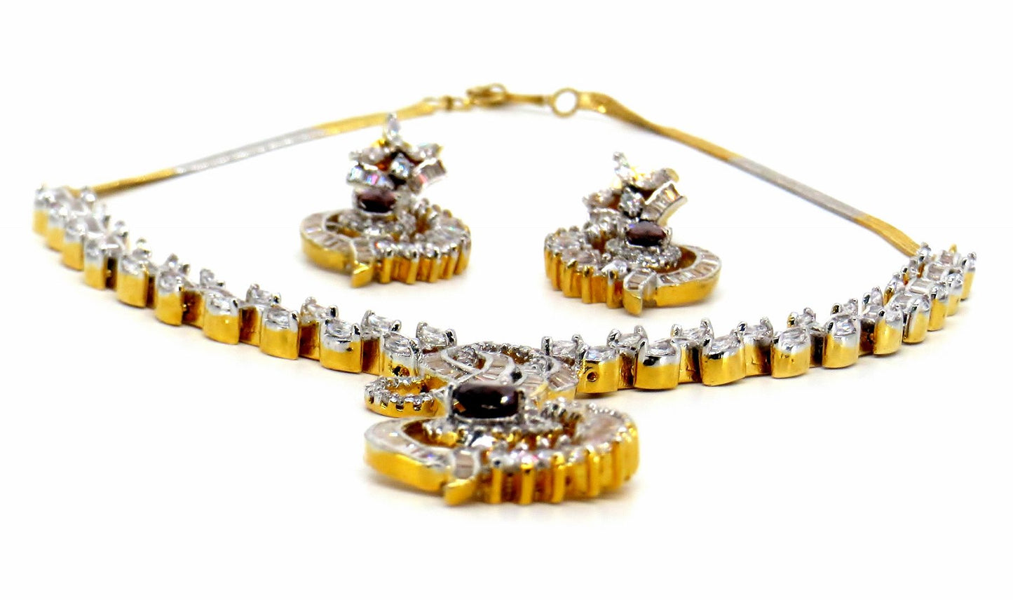 Jewelshingar Jewellery Silver Gold Plated Necklaces For Women ( 56974NAD )