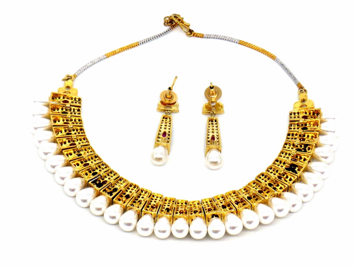 Jewelshingar Jewellery Silver Gold Plated Necklaces For Women ( 56990NAD )