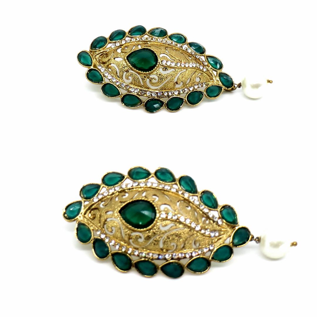 Jewelshingar Jewellery Gold Plated Green Colour Earrings For Women ( 57120PED )