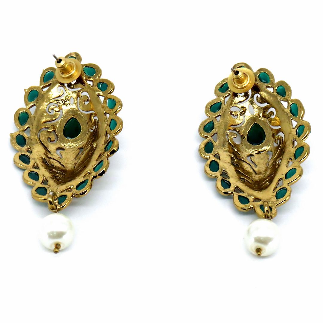 Jewelshingar Jewellery Gold Plated Green Colour Earrings For Women ( 57120PED )