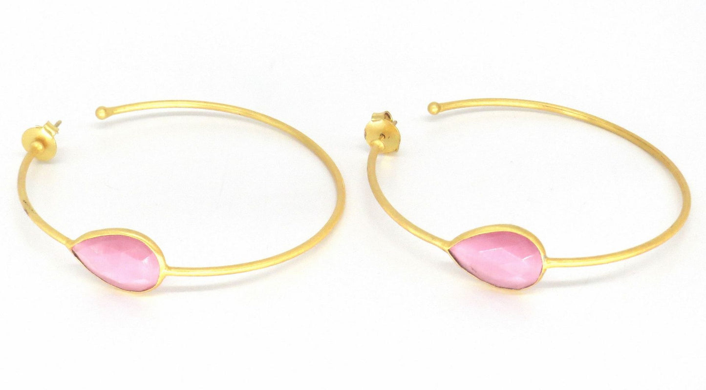 Jewelshingar Jewellery Gold Plated Pink Colour Earrings For Women ( 57297URB )