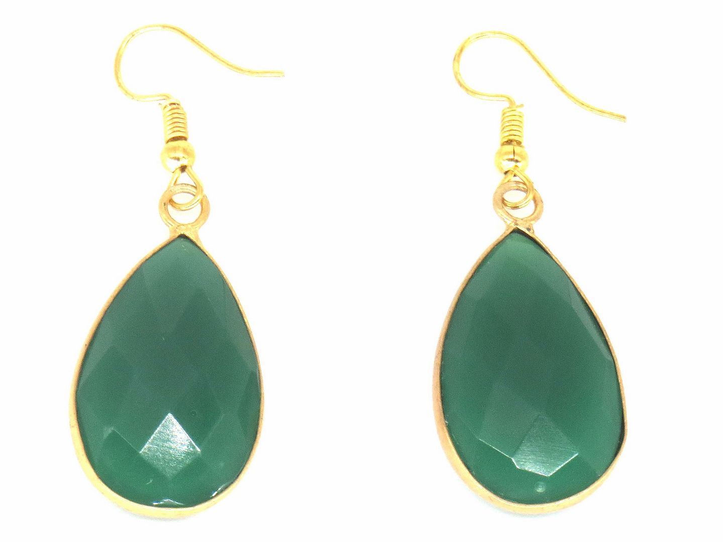 Jewelshingar Jewellery Gold Plated Green Colour Earrings For Women ( 57334URL )