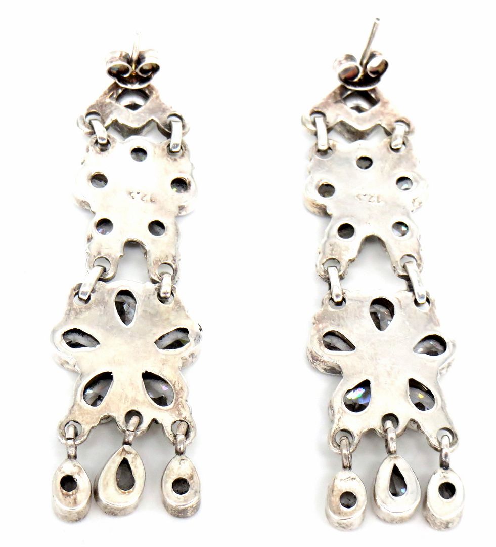 Jewelshingar Jewellery 925 Sterling Silver Plated Clear Colour Earrings For Women ( 57492SSE )