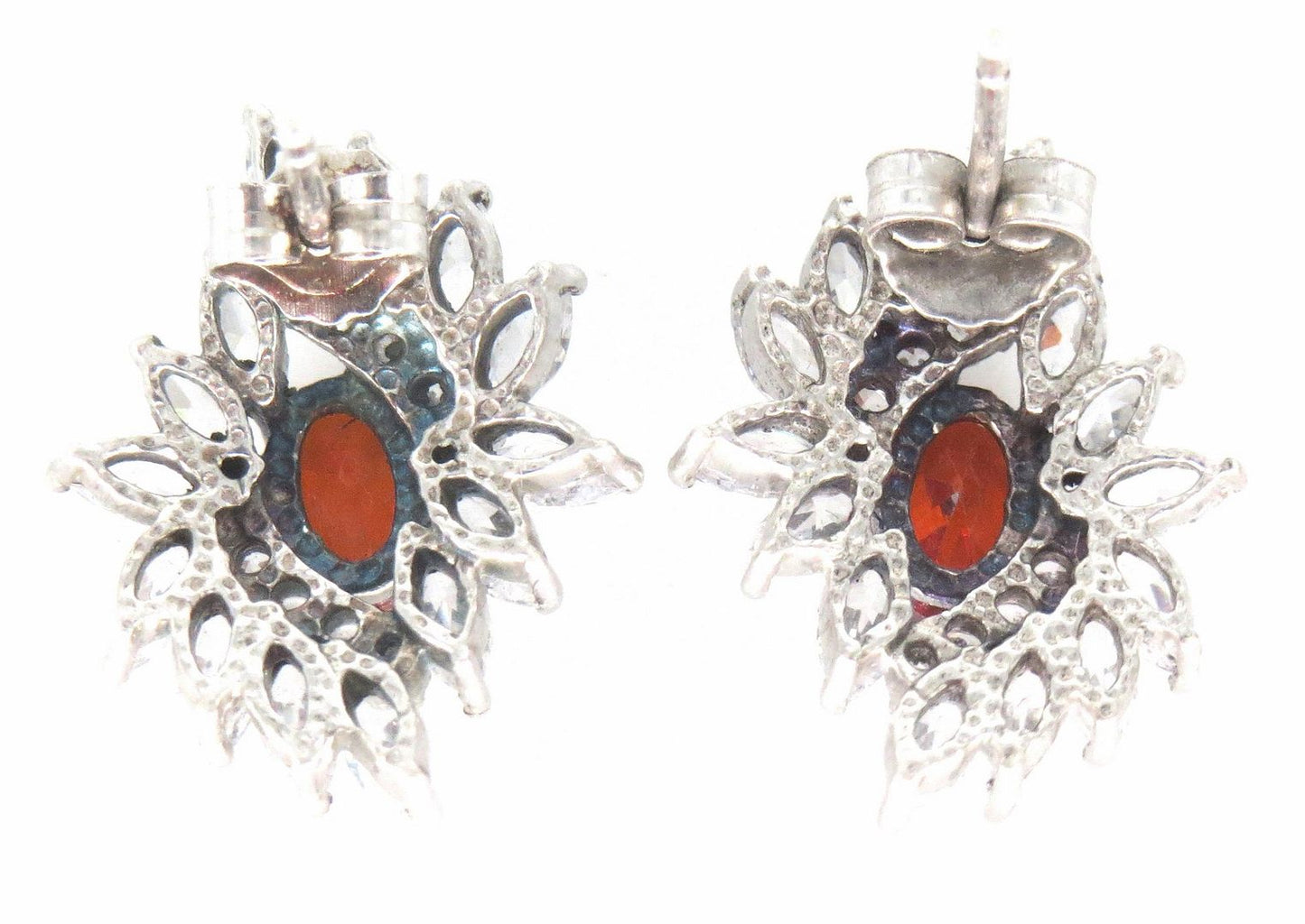 Jewelshingar Jewellery 925 Sterling Silver Plated Orange Colour Earrings For Women ( 57709SST )