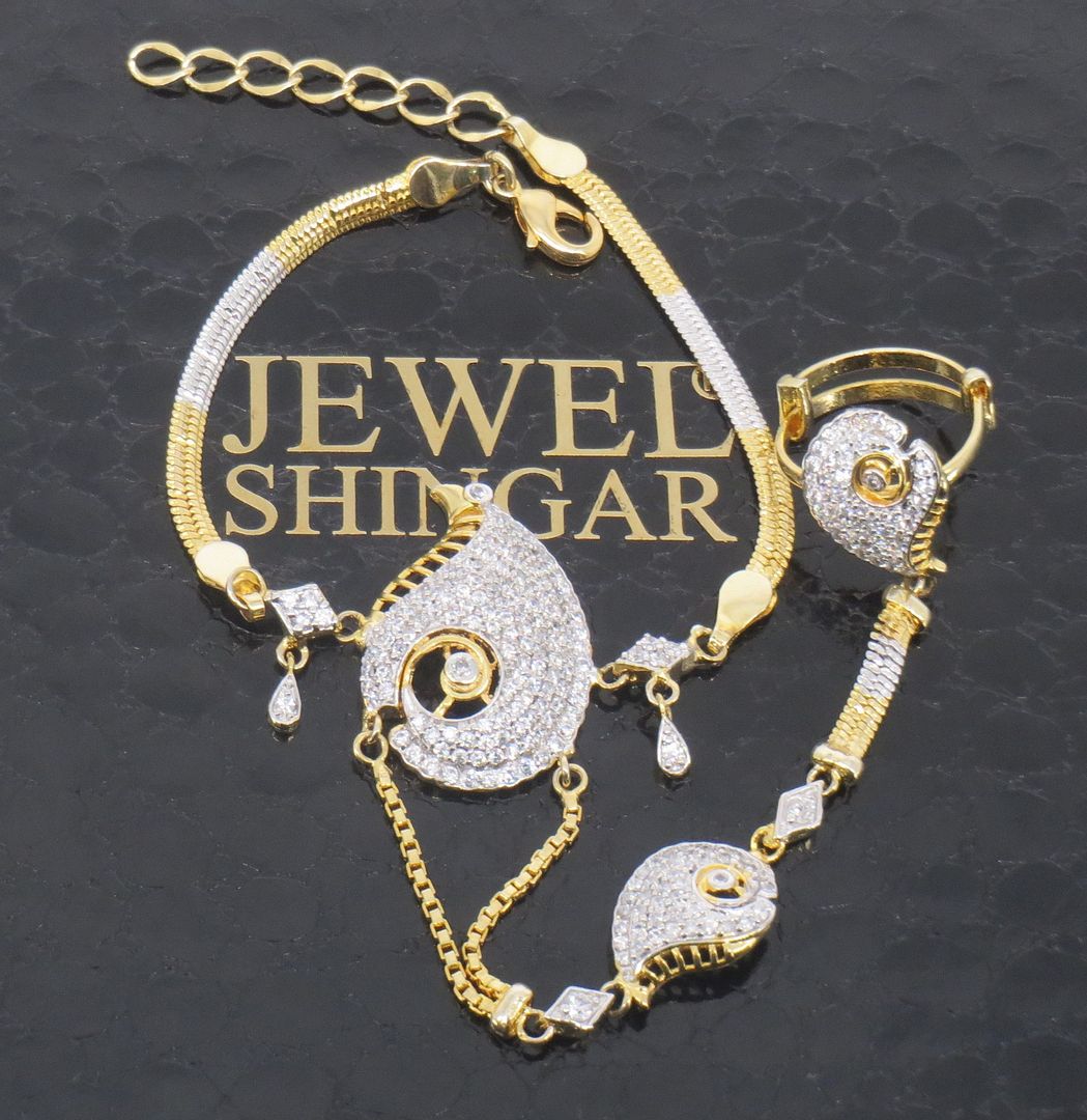 Jewelshingar Jewellery Gold Plated Hathphool For Women ( 57962CBH )