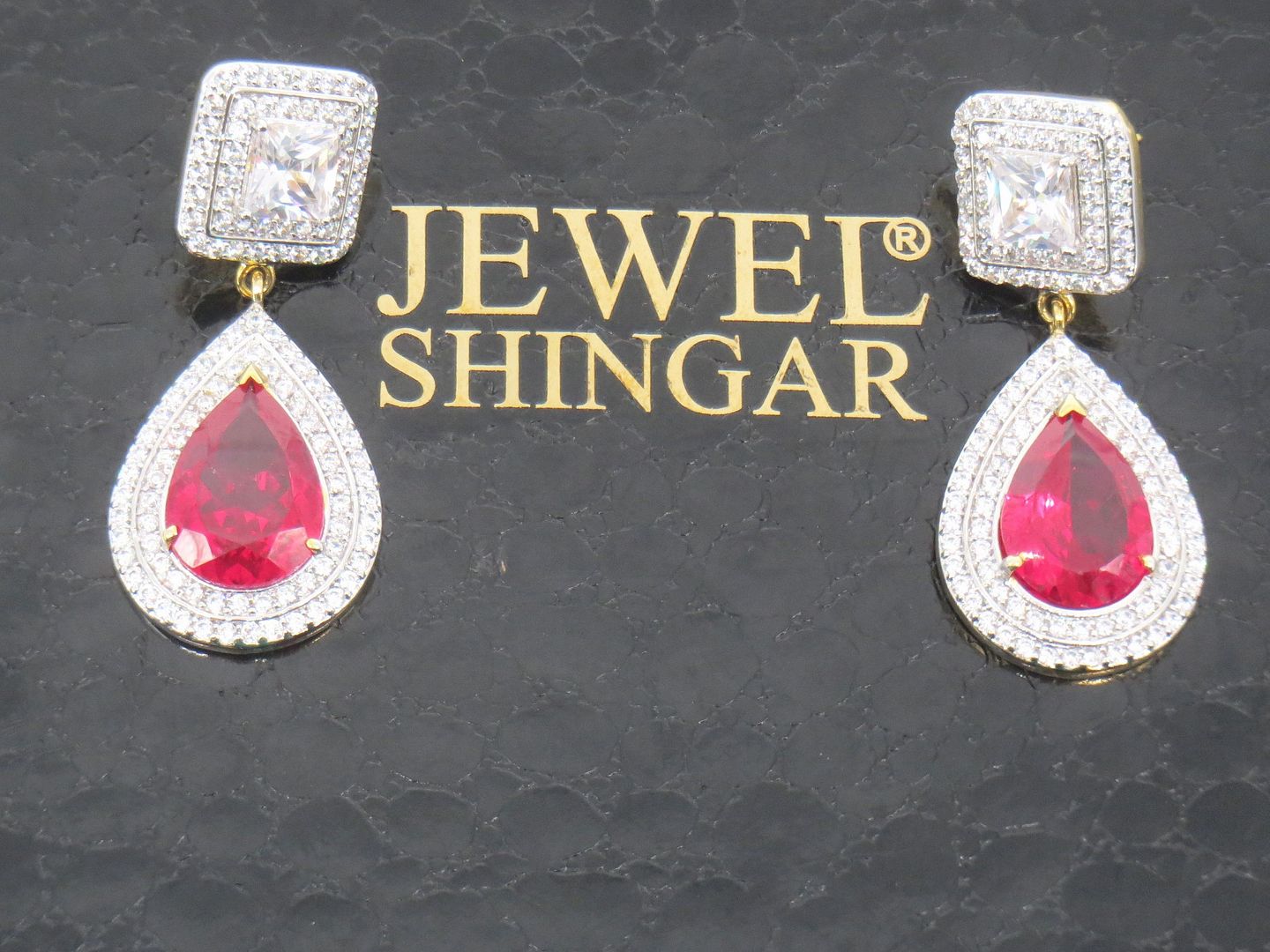 Jewelshingar Jewellery Fine 925 Silver Plated Austrian Diamond Solitare Look Earring In Beautiful Jewellery Box For Gifting For Woman ( 58462EAD )