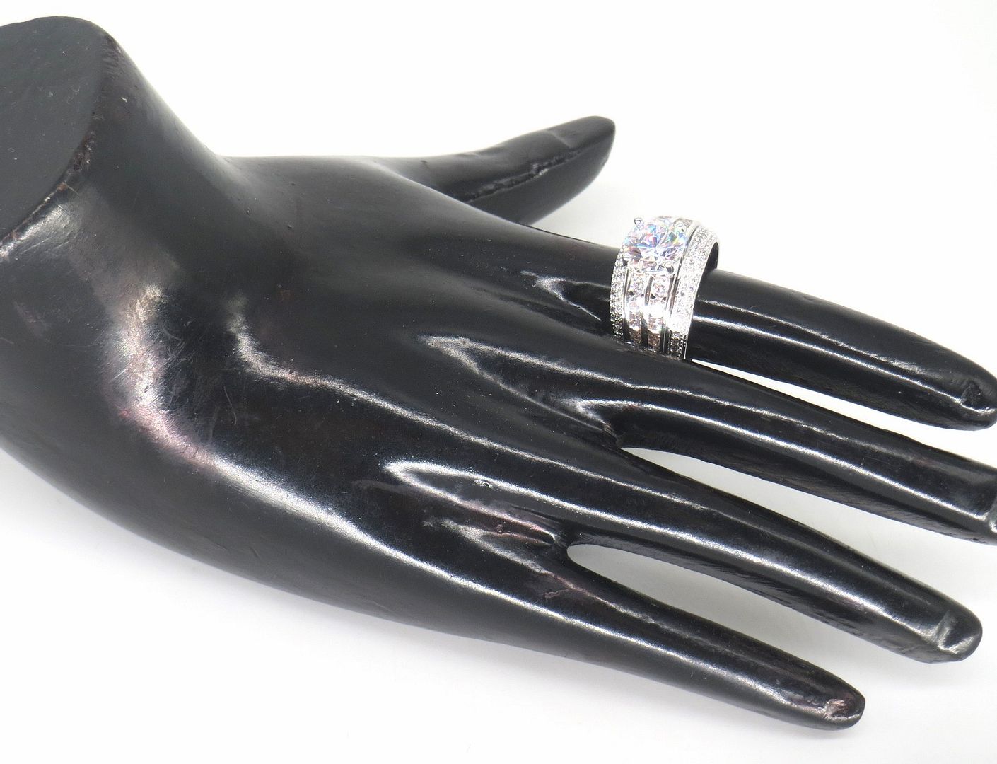 Jewelshingar Jewellery Fine 925 Silver Plated Austrian Diamond Solitare Look Ring In Beautiful Jewellery Box For Gifting For Woman ( 58485RIN )