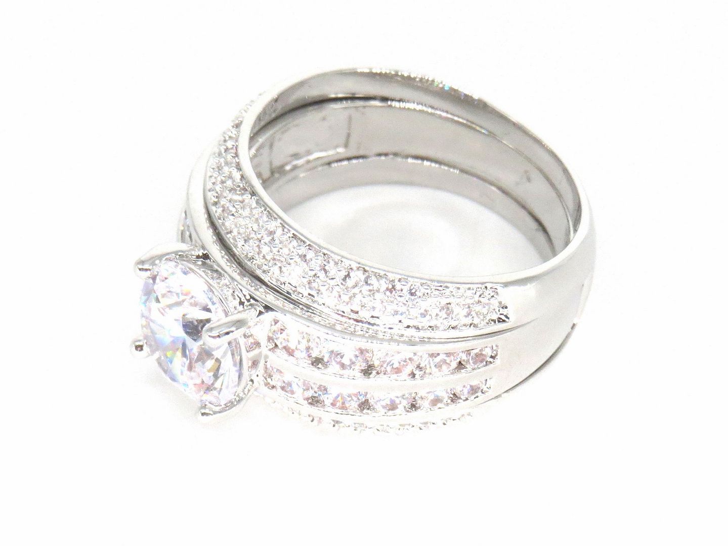 Jewelshingar Jewellery Fine 925 Silver Plated Austrian Diamond Solitare Look Ring In Beautiful Jewellery Box For Gifting For Woman ( 58485RIN )