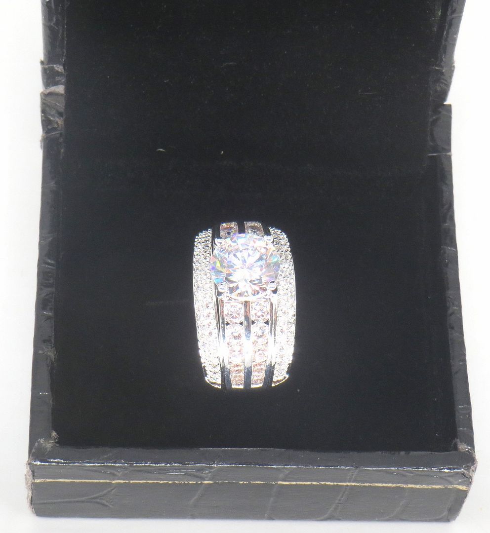 Jewelshingar Jewellery Fine 925 Silver Plated Austrian Diamond Solitare Look Ring In Beautiful Jewellery Box For Gifting For Woman ( 58485RIN )