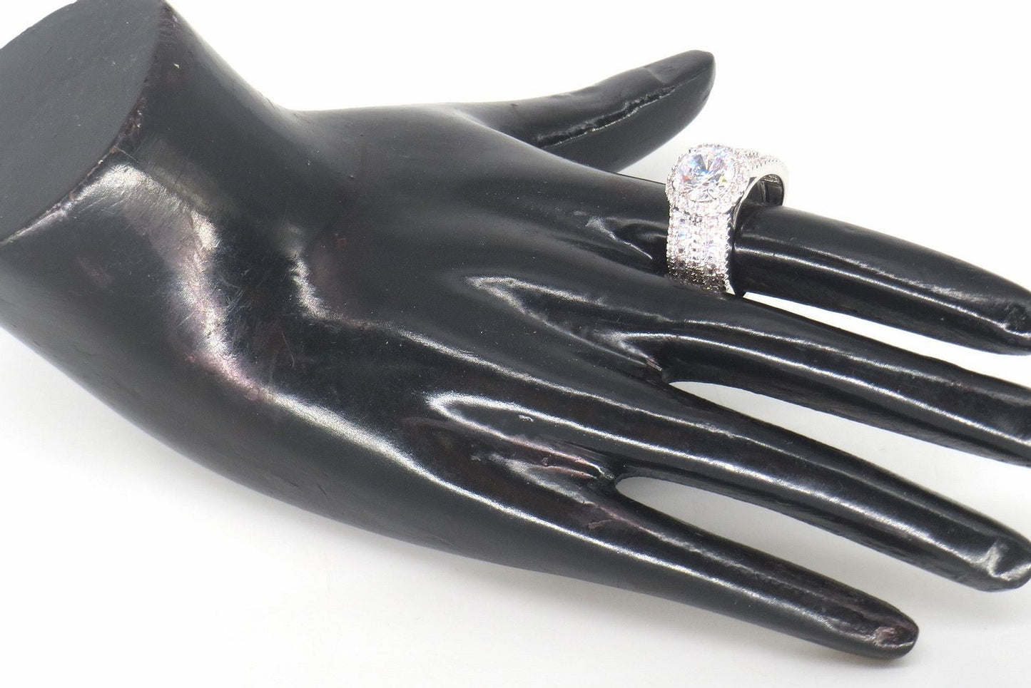 Jewelshingar Jewellery Fine 925 Silver Plated Austrian Diamond Solitare Look Ring In Beautiful Jewellery Box For Gifting For Woman ( 58493RIN )