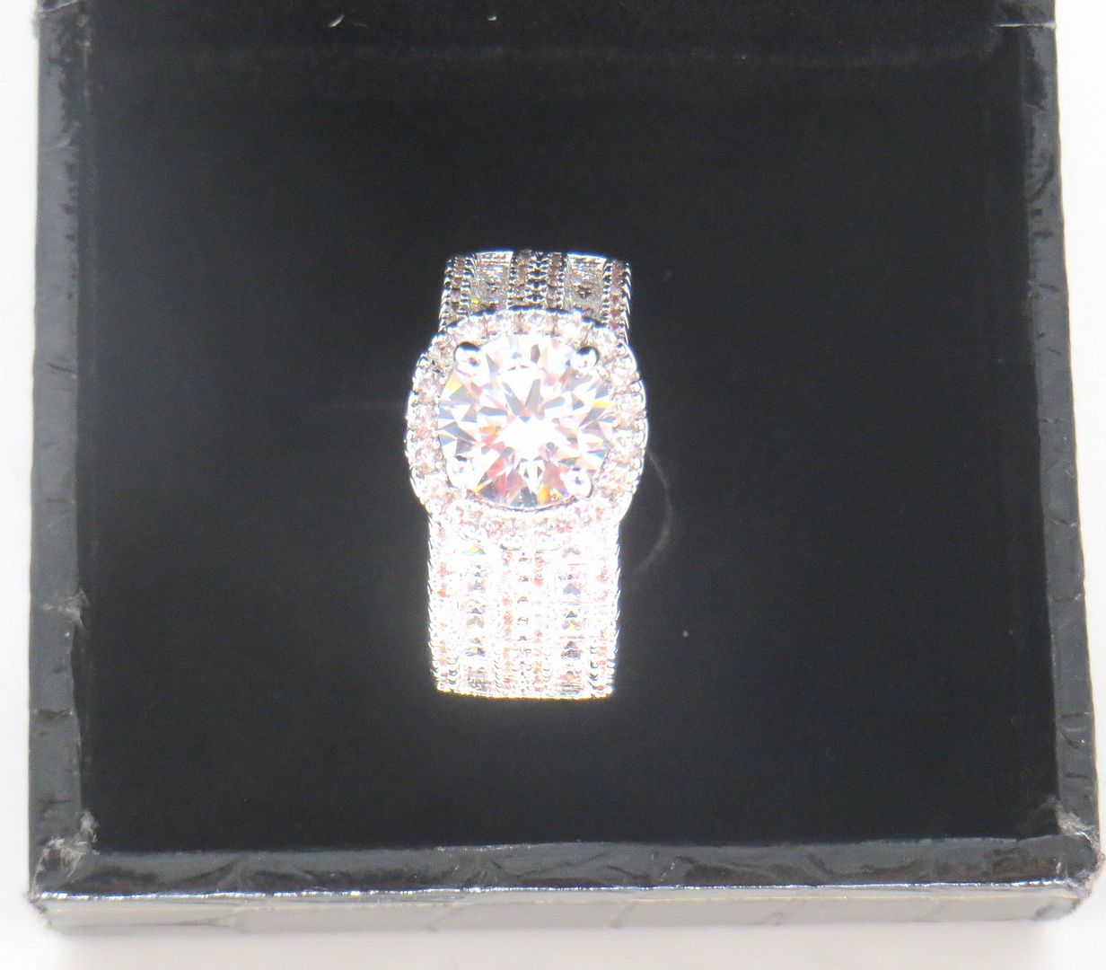 Jewelshingar Jewellery Fine 925 Silver Plated Austrian Diamond Solitare Look Ring In Beautiful Jewellery Box For Gifting For Woman ( 58493RIN )