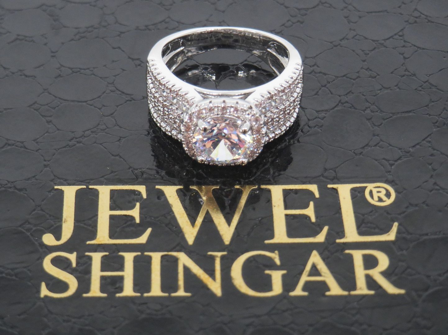 Jewelshingar Jewellery Fine 925 Silver Plated Austrian Diamond Solitare Look Ring In Beautiful Jewellery Box For Gifting For Woman ( 58493RIN )