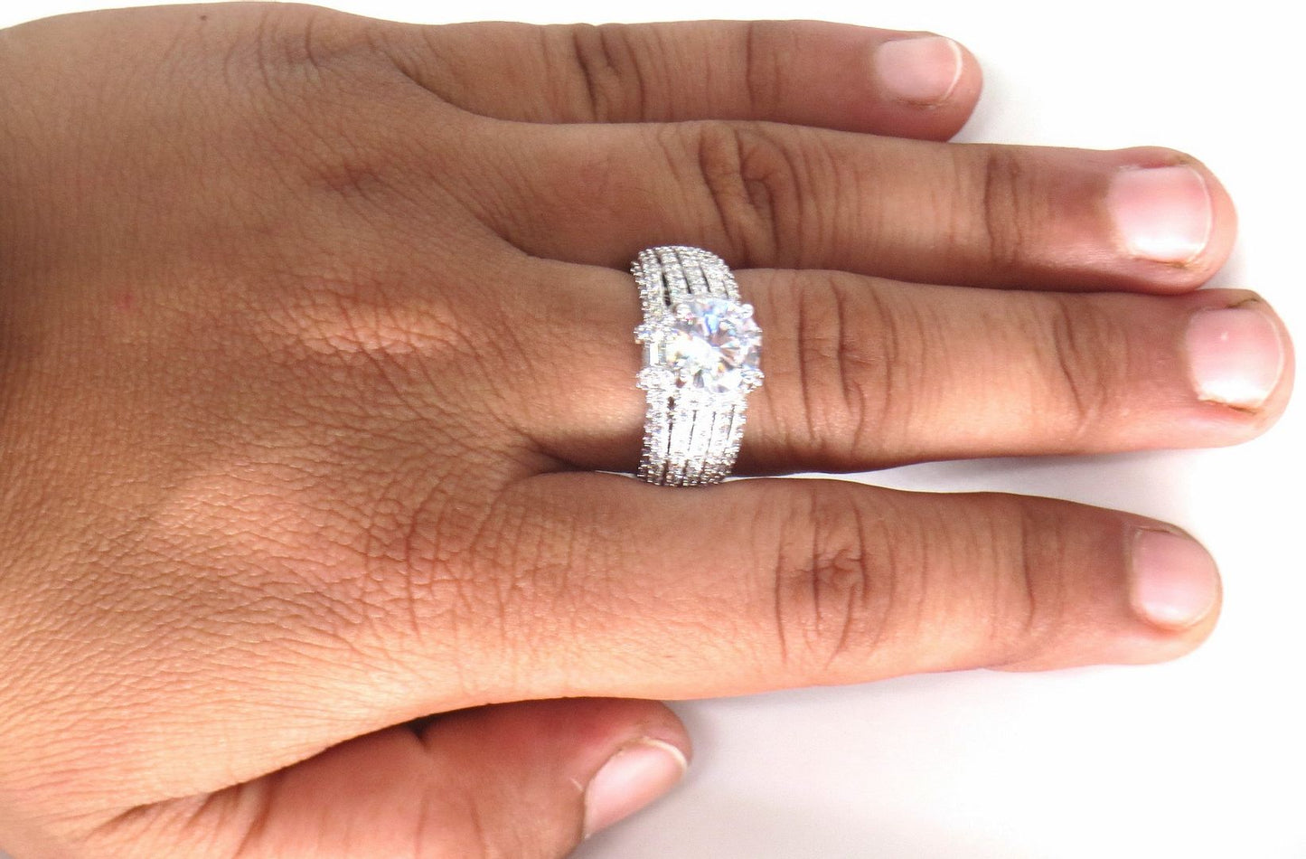 Jewelshingar Jewellery Fine 925 Silver Plated Austrian Diamond Solitare Look Ring In Beautiful Jewellery Box For Gifting For Woman ( 58500RIN )