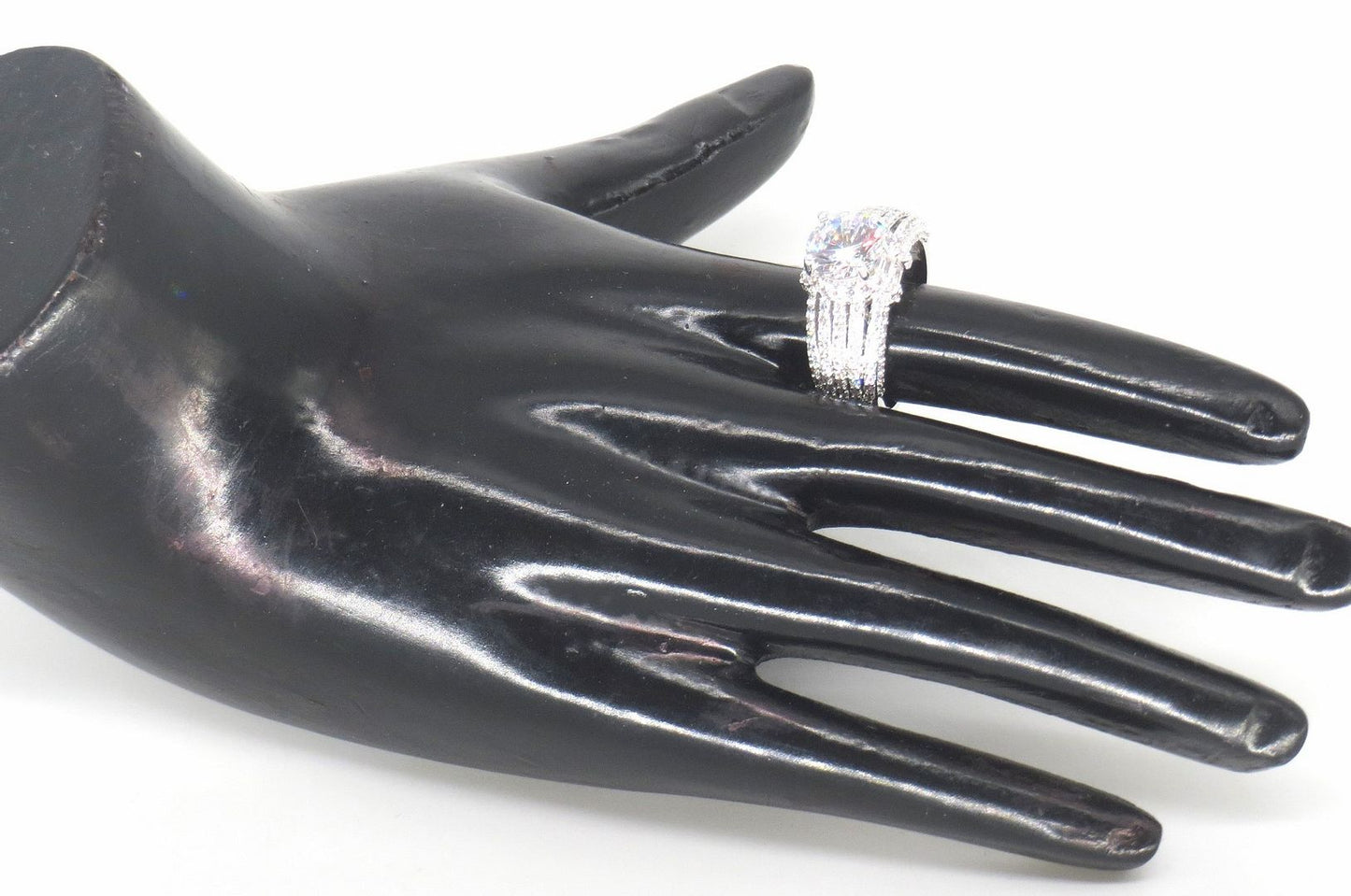 Jewelshingar Jewellery Fine 925 Silver Plated Austrian Diamond Solitare Look Ring In Beautiful Jewellery Box For Gifting For Woman ( 58500RIN )
