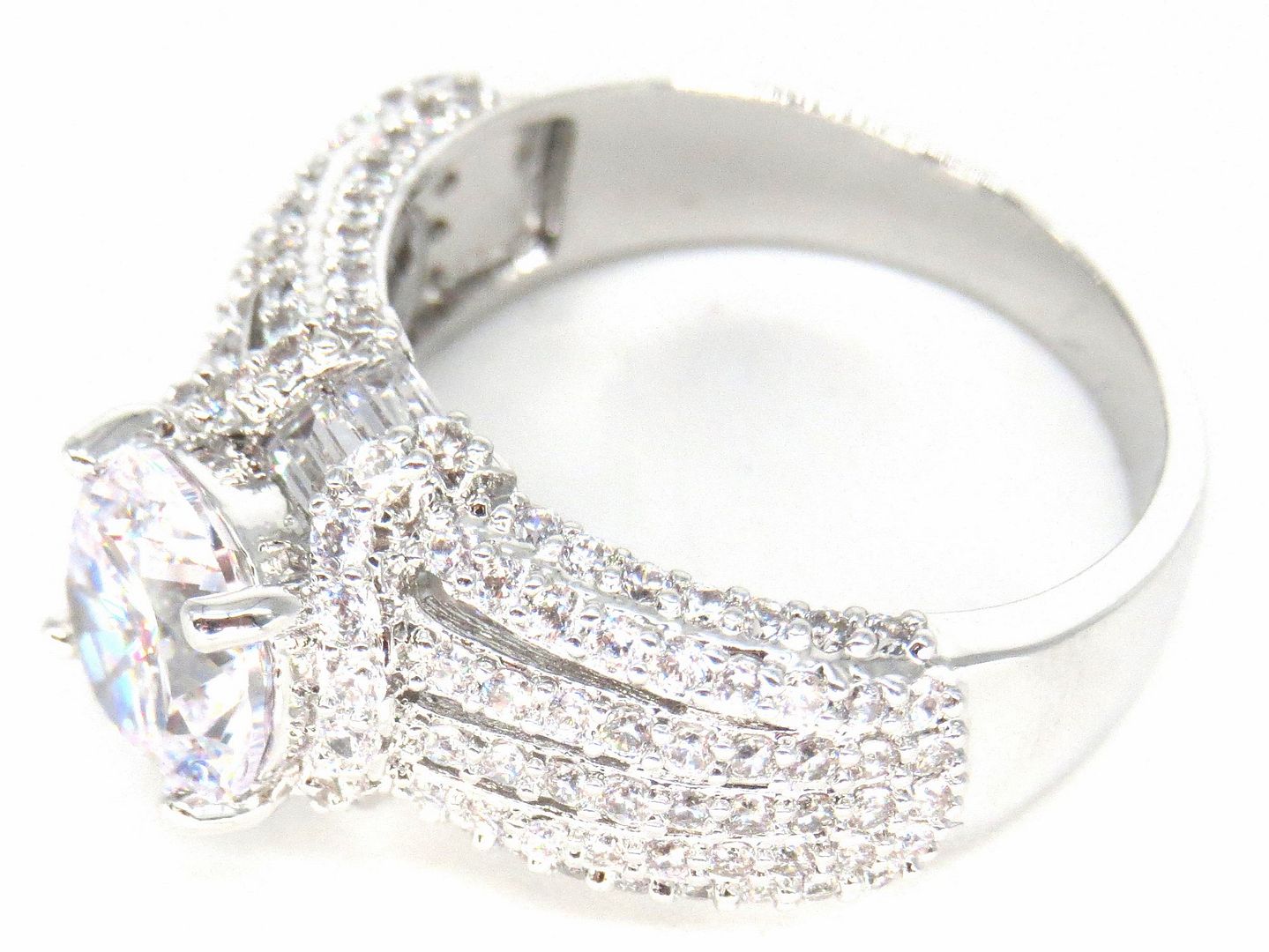 Jewelshingar Jewellery Fine 925 Silver Plated Austrian Diamond Solitare Look Ring In Beautiful Jewellery Box For Gifting For Woman ( 58500RIN )