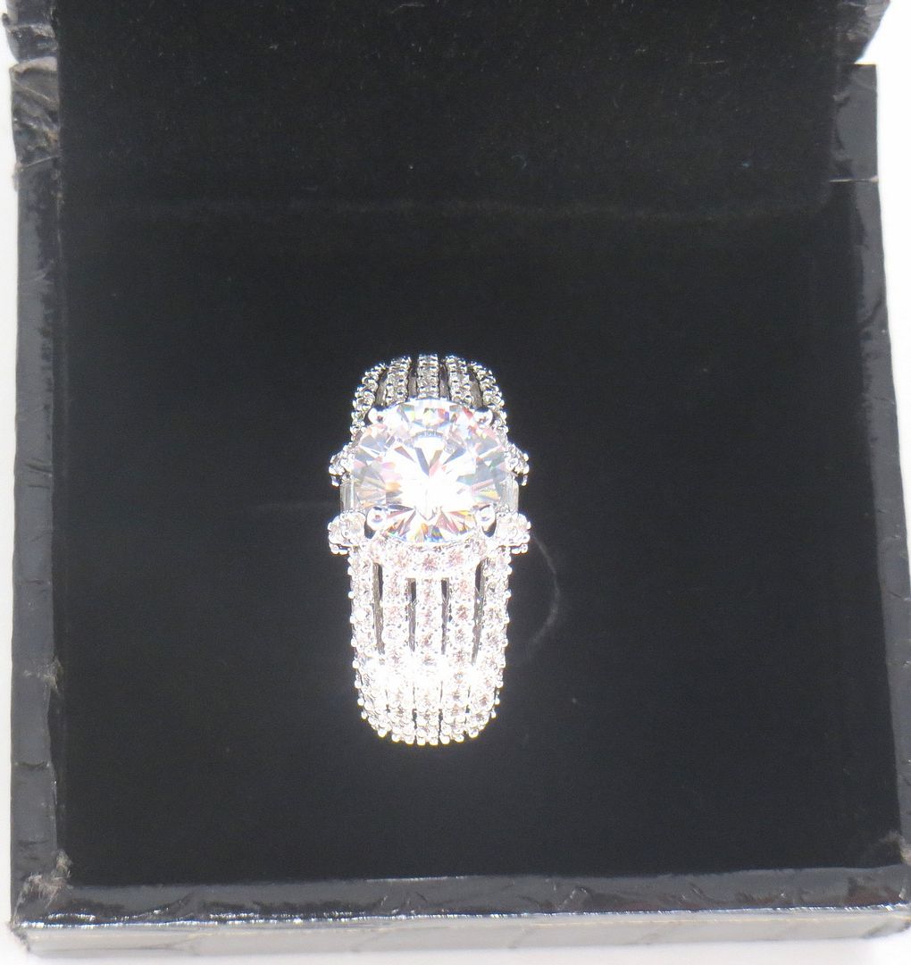 Jewelshingar Jewellery Fine 925 Silver Plated Austrian Diamond Solitare Look Ring In Beautiful Jewellery Box For Gifting For Woman ( 58500RIN )