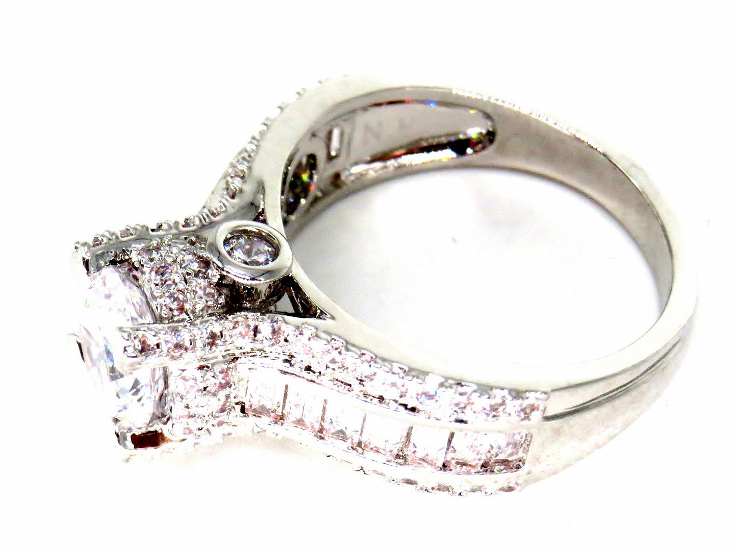 Jewelshingar Jewellery Fine 925 Silver Plated Austrian Diamond Solitare Look Ring In Beautiful Jewellery Box For Gifting For Woman ( 58508RIN )