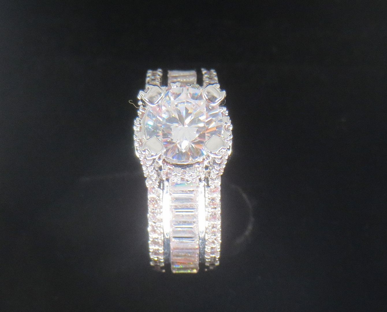 Jewelshingar Jewellery Fine 925 Silver Plated Austrian Diamond Solitare Look Ring In Beautiful Jewellery Box For Gifting For Woman ( 58508RIN )