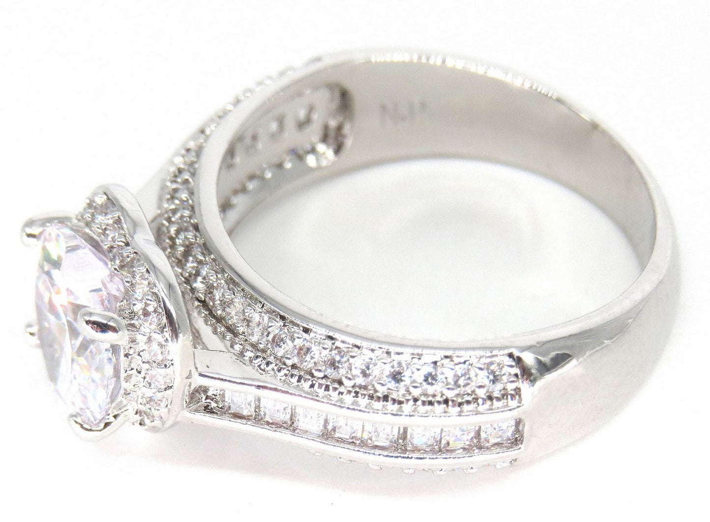 Jewelshingar Jewellery Fine 925 Silver Plated Austrian Diamond Solitare Look Ring In Beautiful Jewellery Box For Gifting For Woman ( 58522RIN )