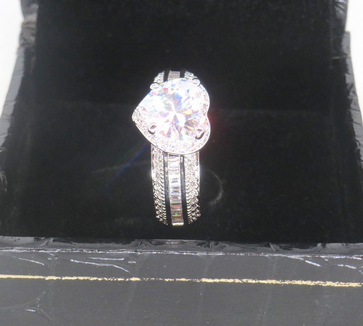 Jewelshingar Jewellery Fine 925 Silver Plated Austrian Diamond Solitare Look Ring In Beautiful Jewellery Box For Gifting For Woman ( 58522RIN )