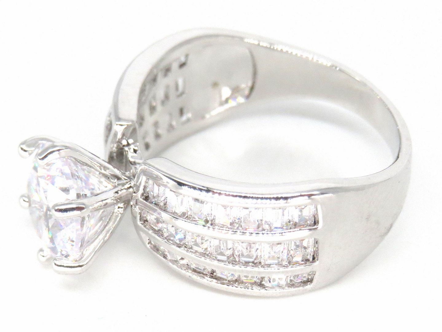Jewelshingar Jewellery Fine 925 Silver Plated Austrian Diamond Solitare Look Ring In Beautiful Jewellery Box For Gifting For Woman ( 58529RIN )