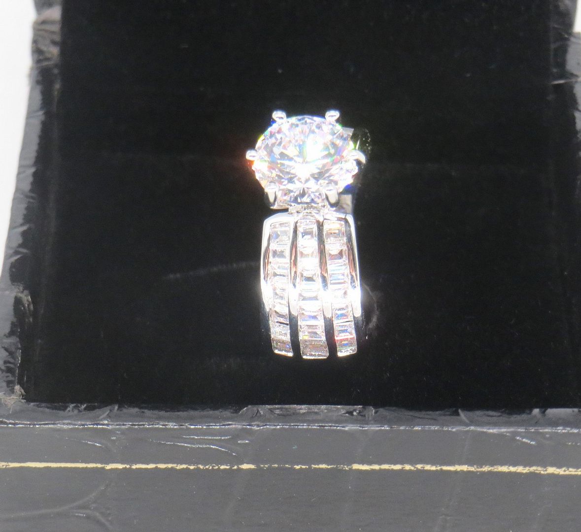 Jewelshingar Jewellery Fine 925 Silver Plated Austrian Diamond Solitare Look Ring In Beautiful Jewellery Box For Gifting For Woman ( 58529RIN )