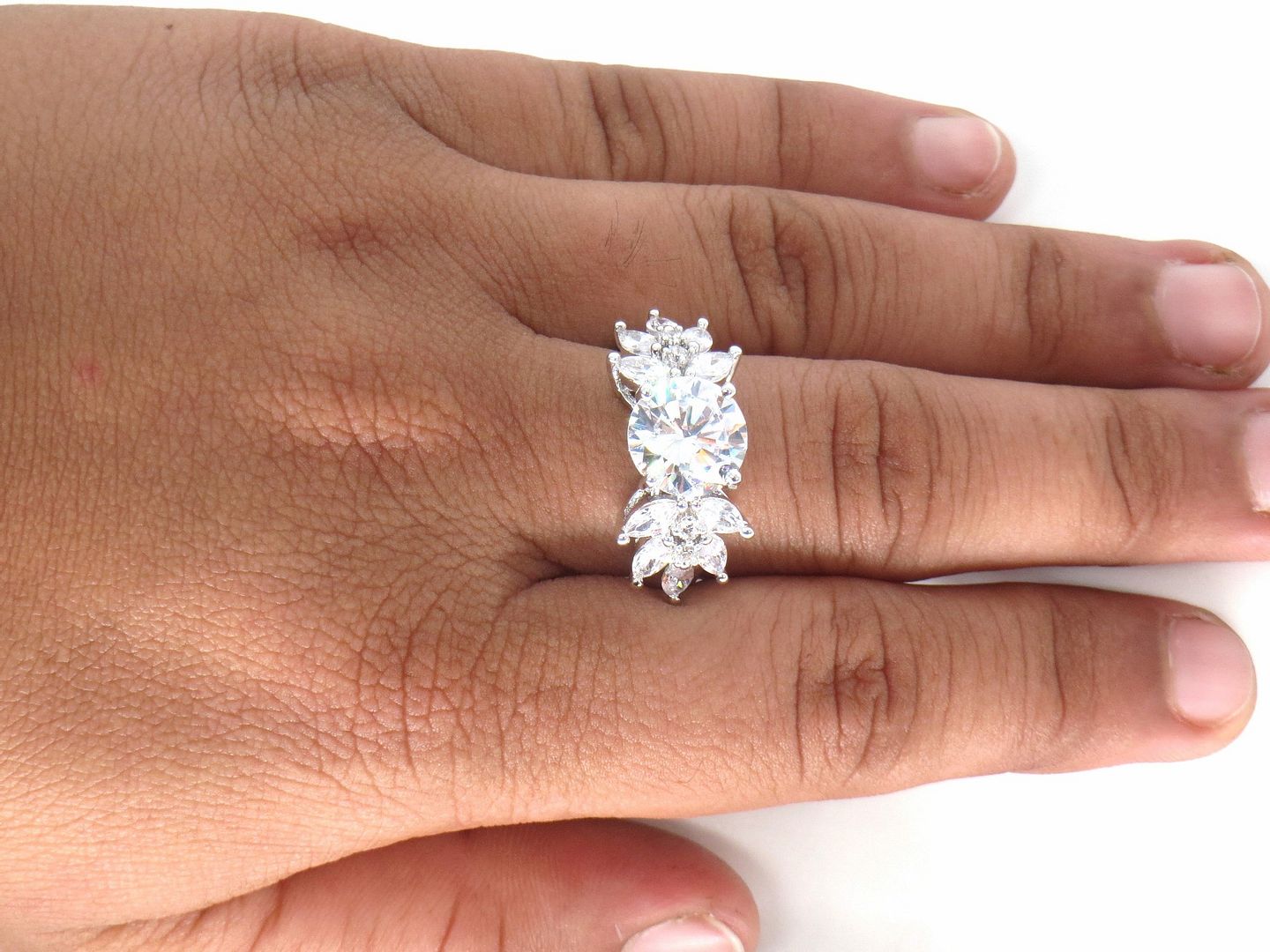 Jewelshingar Jewellery Fine 925 Silver Plated Austrian Diamond Solitare Look Ring In Beautiful Jewellery Box For Gifting For Woman ( 58535RIN )