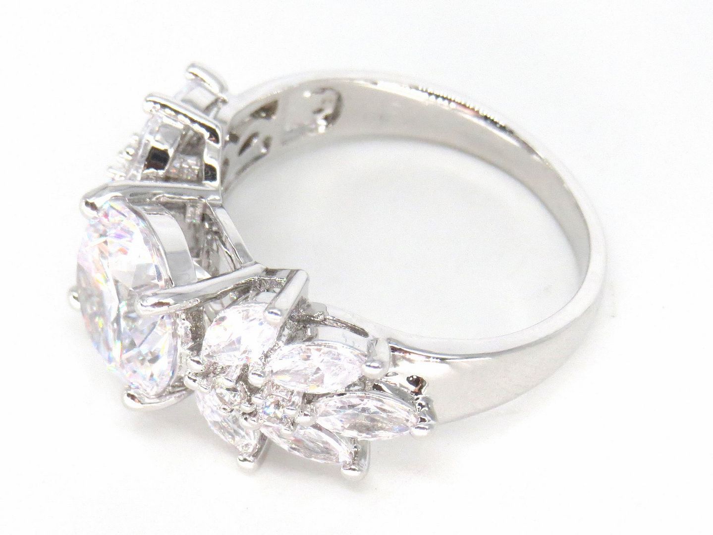 Jewelshingar Jewellery Fine 925 Silver Plated Austrian Diamond Solitare Look Ring In Beautiful Jewellery Box For Gifting For Woman ( 58535RIN )
