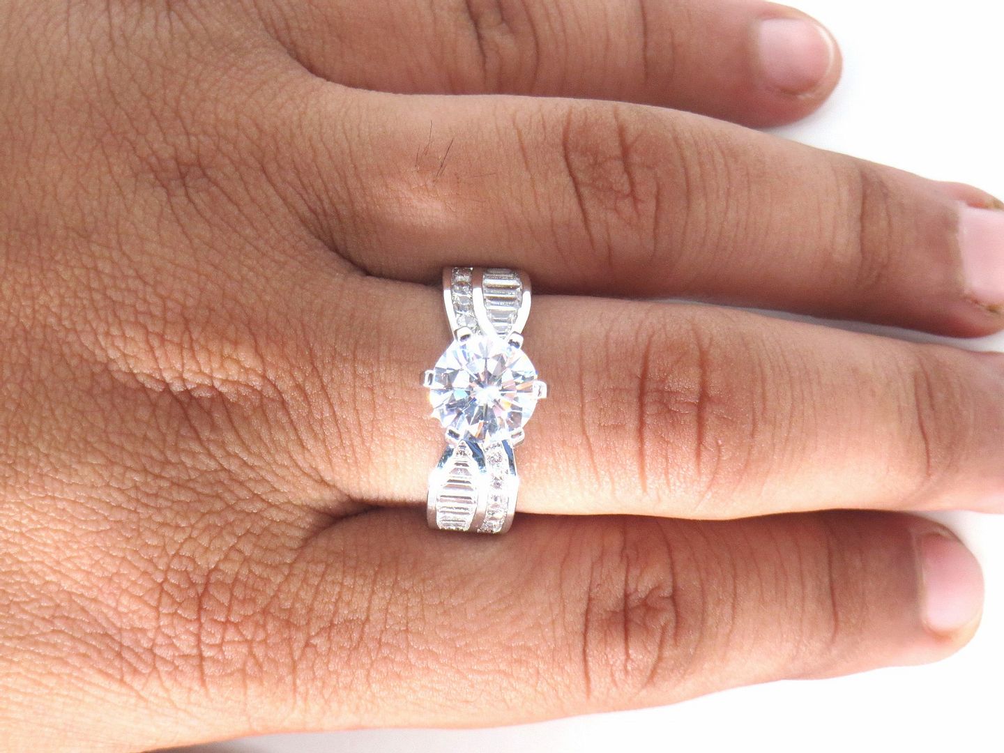Jewelshingar Jewellery Fine 925 Silver Plated Austrian Diamond Solitare Look Ring In Beautiful Jewellery Box For Gifting For Woman ( 58544RIN )