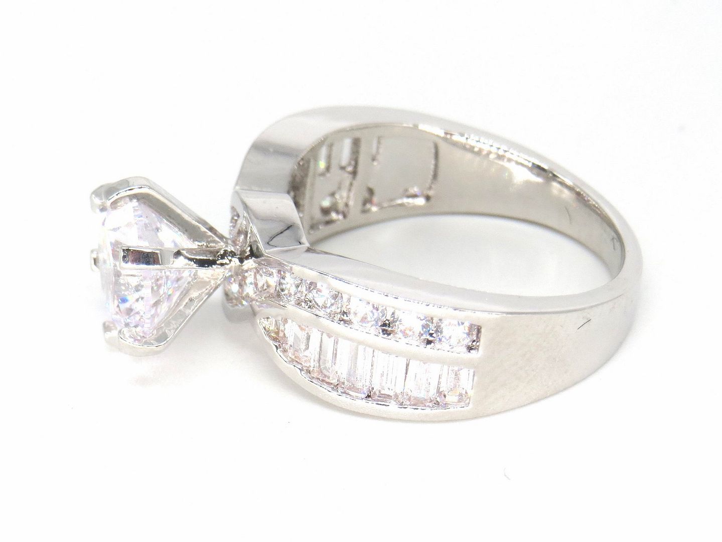 Jewelshingar Jewellery Fine 925 Silver Plated Austrian Diamond Solitare Look Ring In Beautiful Jewellery Box For Gifting For Woman ( 58544RIN )