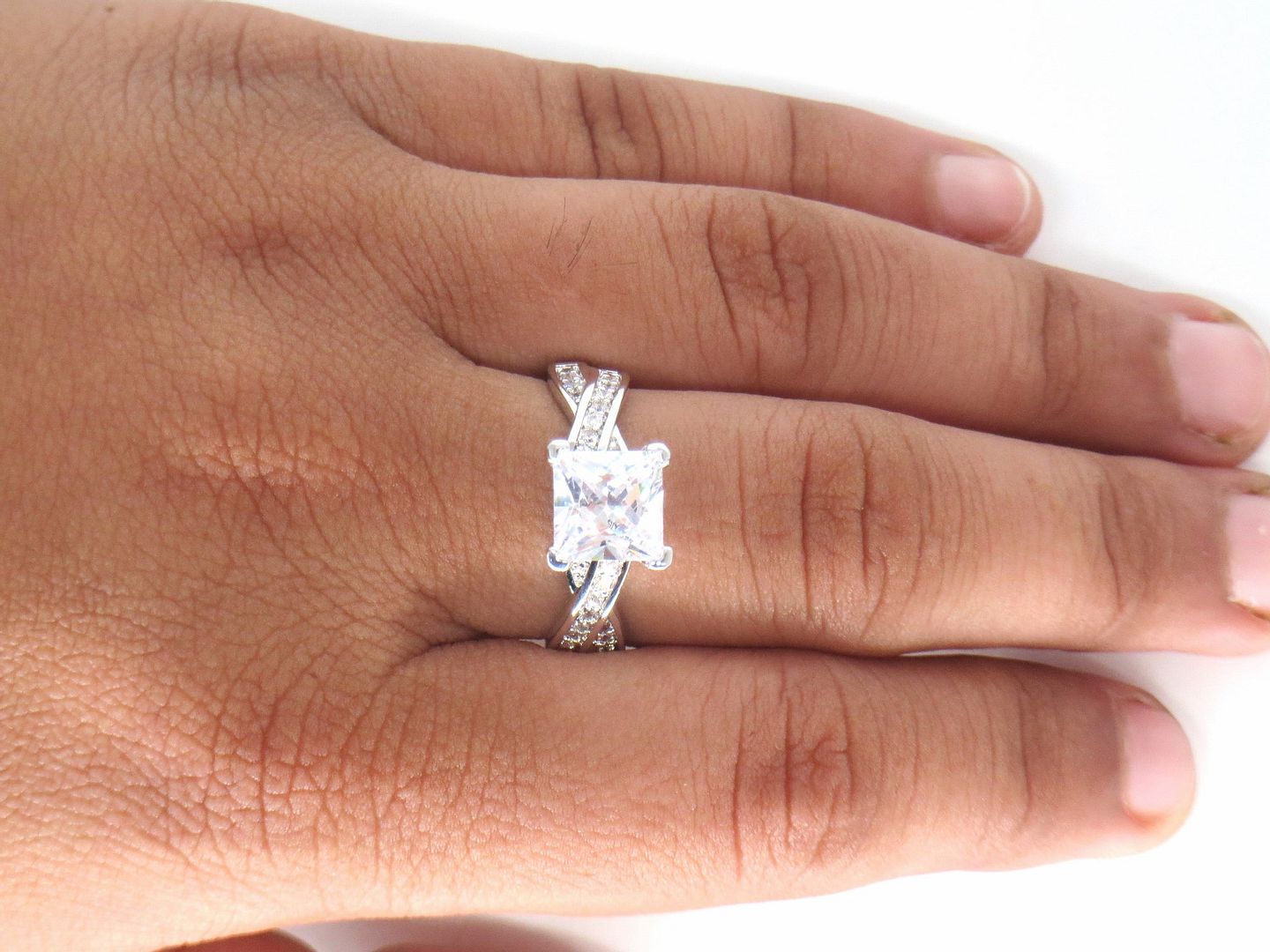 Jewelshingar Jewellery Fine 925 Silver Plated Austrian Diamond Solitare Look Ring In Beautiful Jewellery Box For Gifting For Woman ( 58552RIN )
