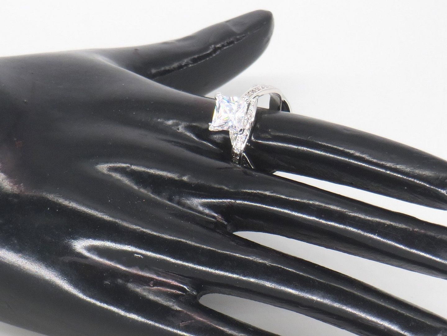 Jewelshingar Jewellery Fine 925 Silver Plated Austrian Diamond Solitare Look Ring In Beautiful Jewellery Box For Gifting For Woman ( 58552RIN )