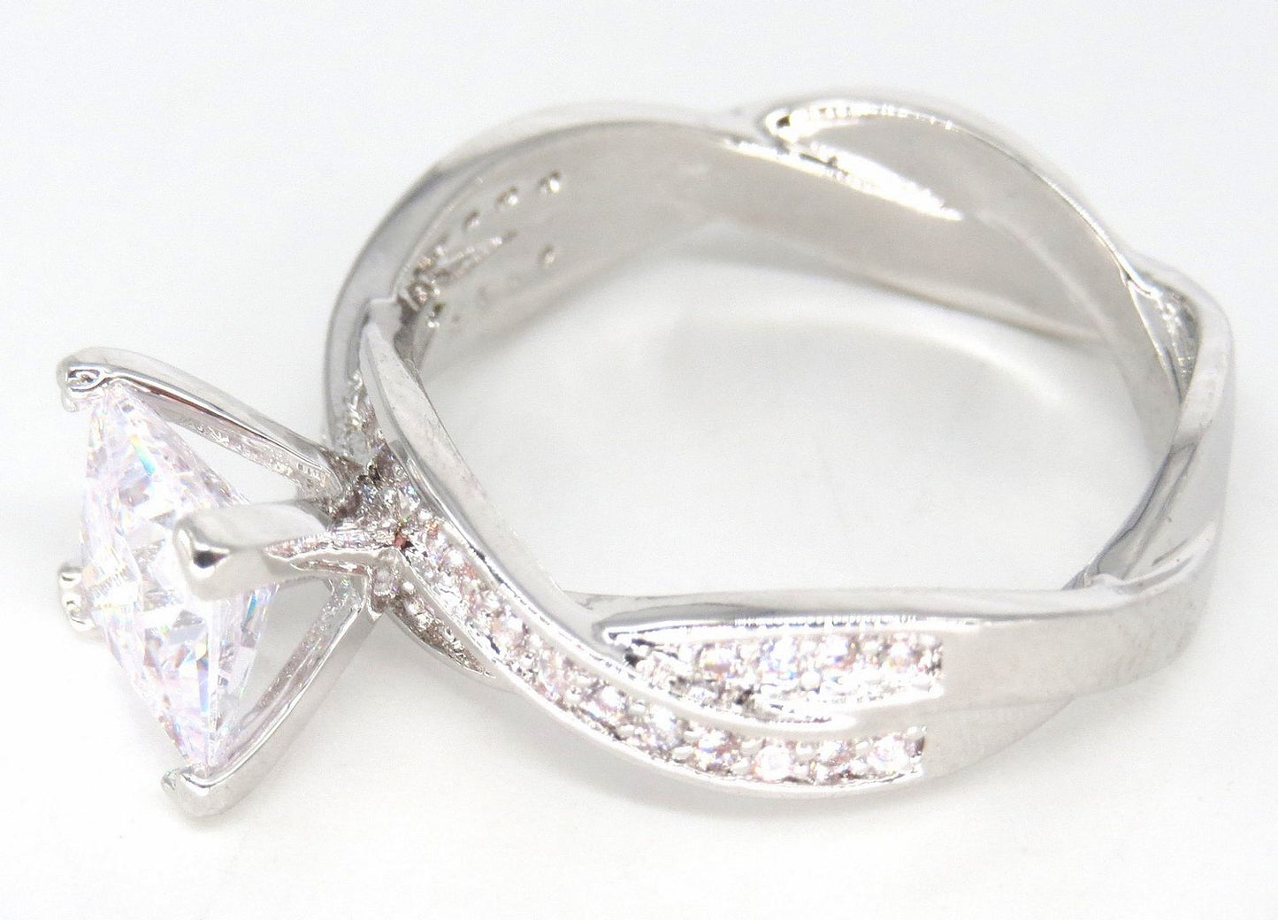 Jewelshingar Jewellery Fine 925 Silver Plated Austrian Diamond Solitare Look Ring In Beautiful Jewellery Box For Gifting For Woman ( 58552RIN )