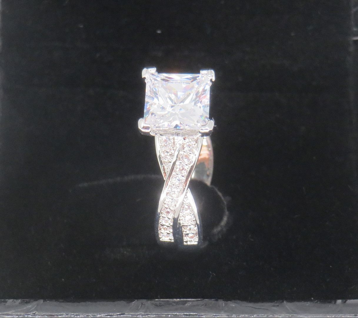 Jewelshingar Jewellery Fine 925 Silver Plated Austrian Diamond Solitare Look Ring In Beautiful Jewellery Box For Gifting For Woman ( 58552RIN )