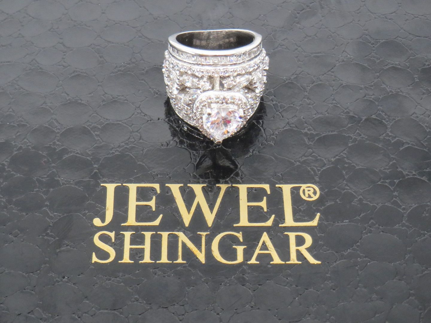 Jewelshingar Jewellery American Diamond Clear Colour Size 16 Silver Plated Ring For Girls ( 58567SSR )