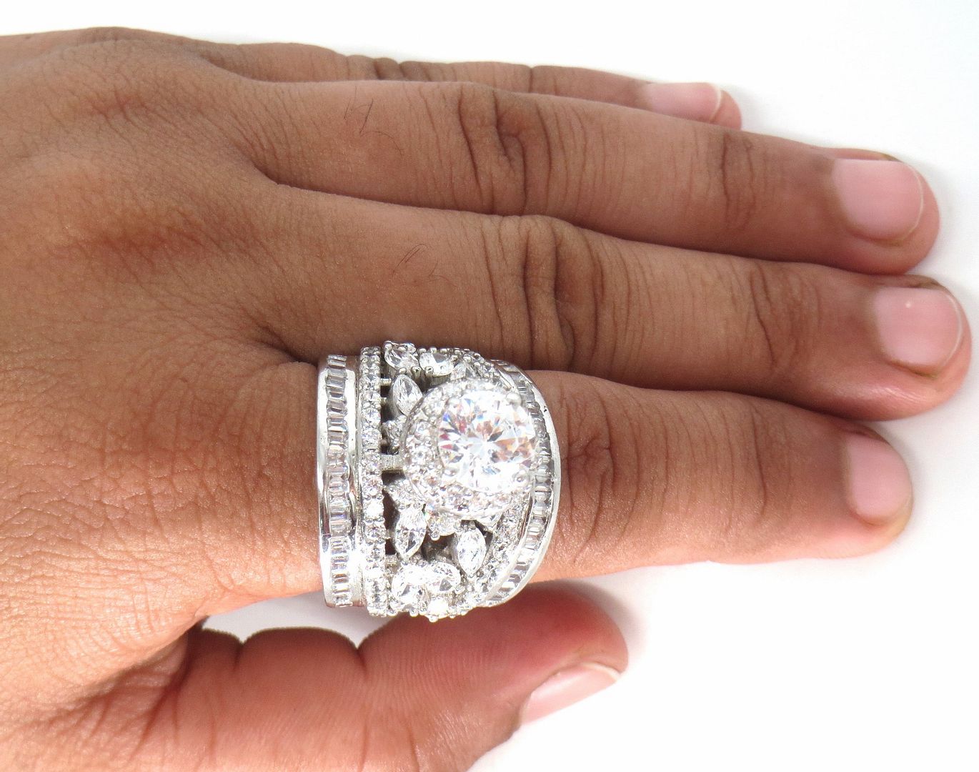 Jewelshingar Jewellery American Diamond Clear Colour Size 15 Silver Plated Ring For Girls ( 58574SSR )