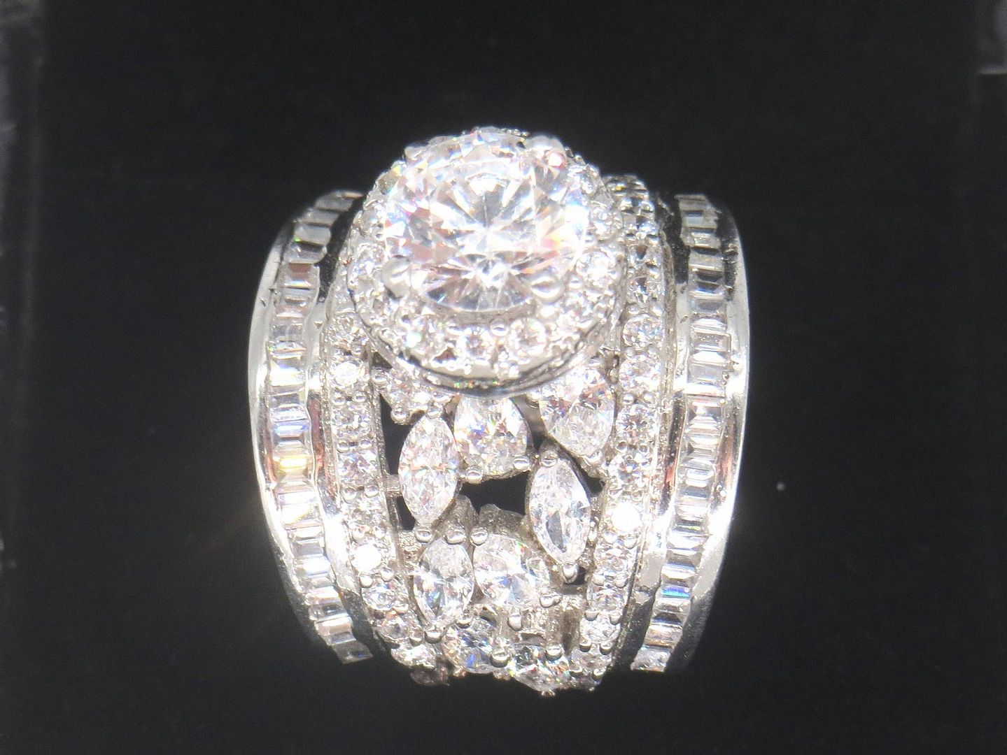 Jewelshingar Jewellery American Diamond Clear Colour Size 15 Silver Plated Ring For Girls ( 58574SSR )