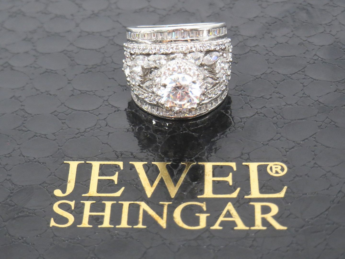 Jewelshingar Jewellery American Diamond Clear Colour Size 15 Silver Plated Ring For Girls ( 58574SSR )