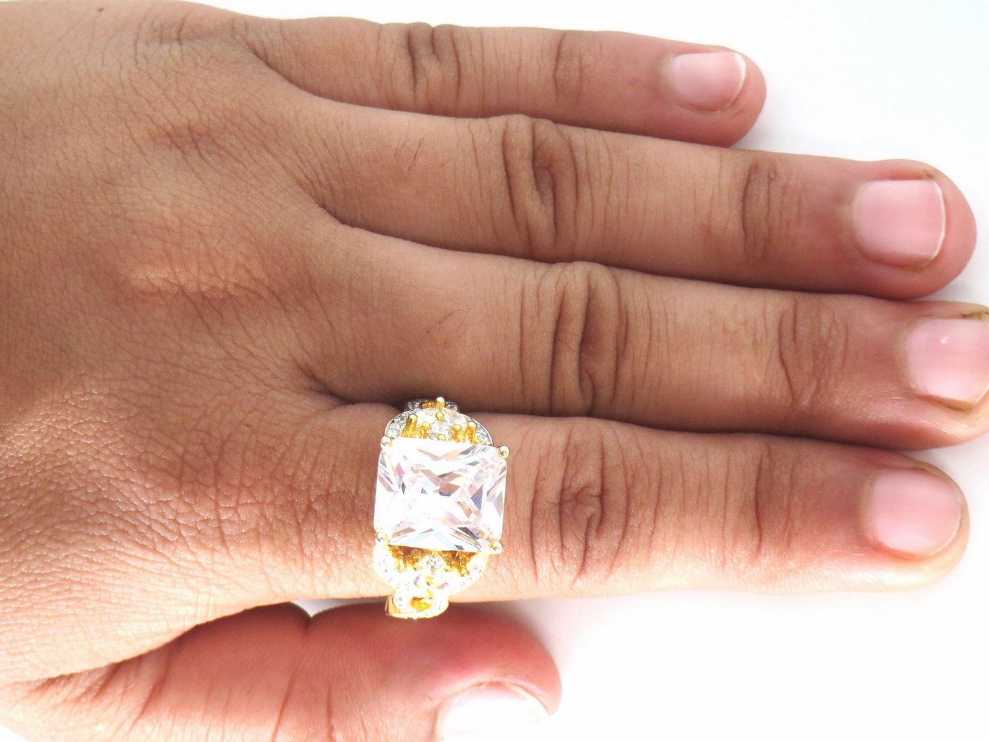 Jewelshingar Jewellery American Diamond Clear Colour Size 14 Gold Plated Ring For Girls ( 58605RIN )