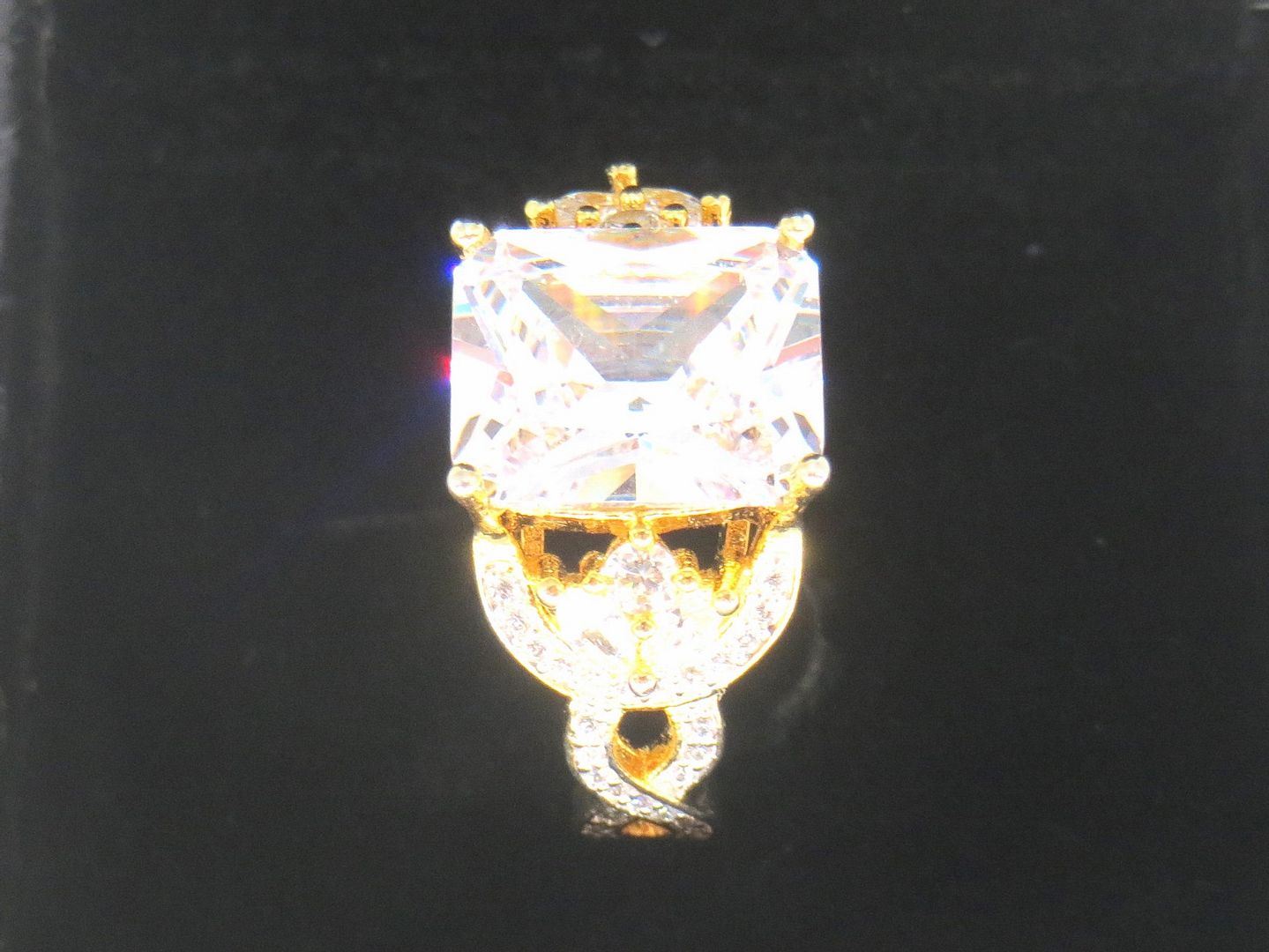 Jewelshingar Jewellery American Diamond Clear Colour Size 14 Gold Plated Ring For Girls ( 58605RIN )