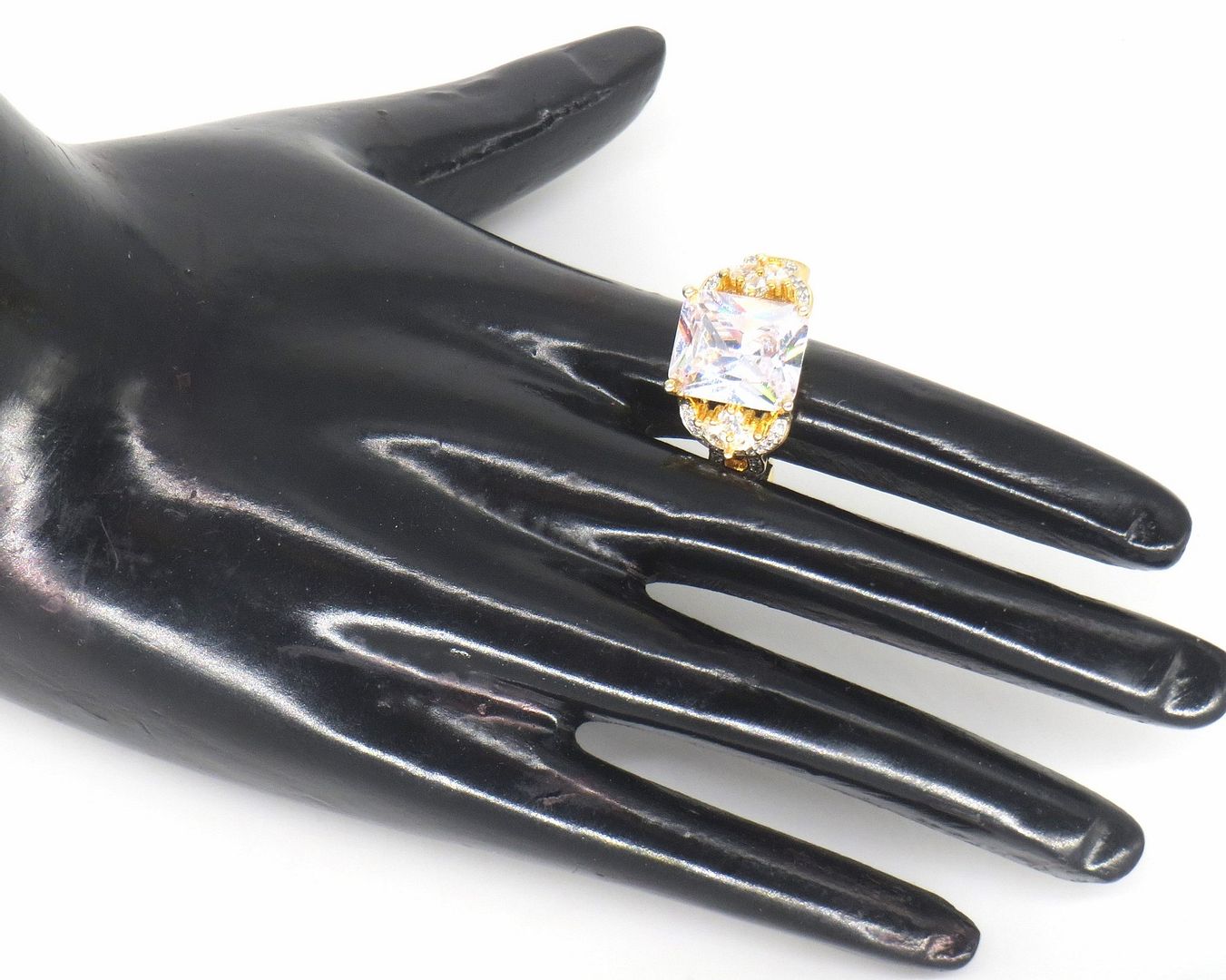 Jewelshingar Jewellery American Diamond Clear Colour Size 14 Gold Plated Ring For Girls ( 58605RIN )
