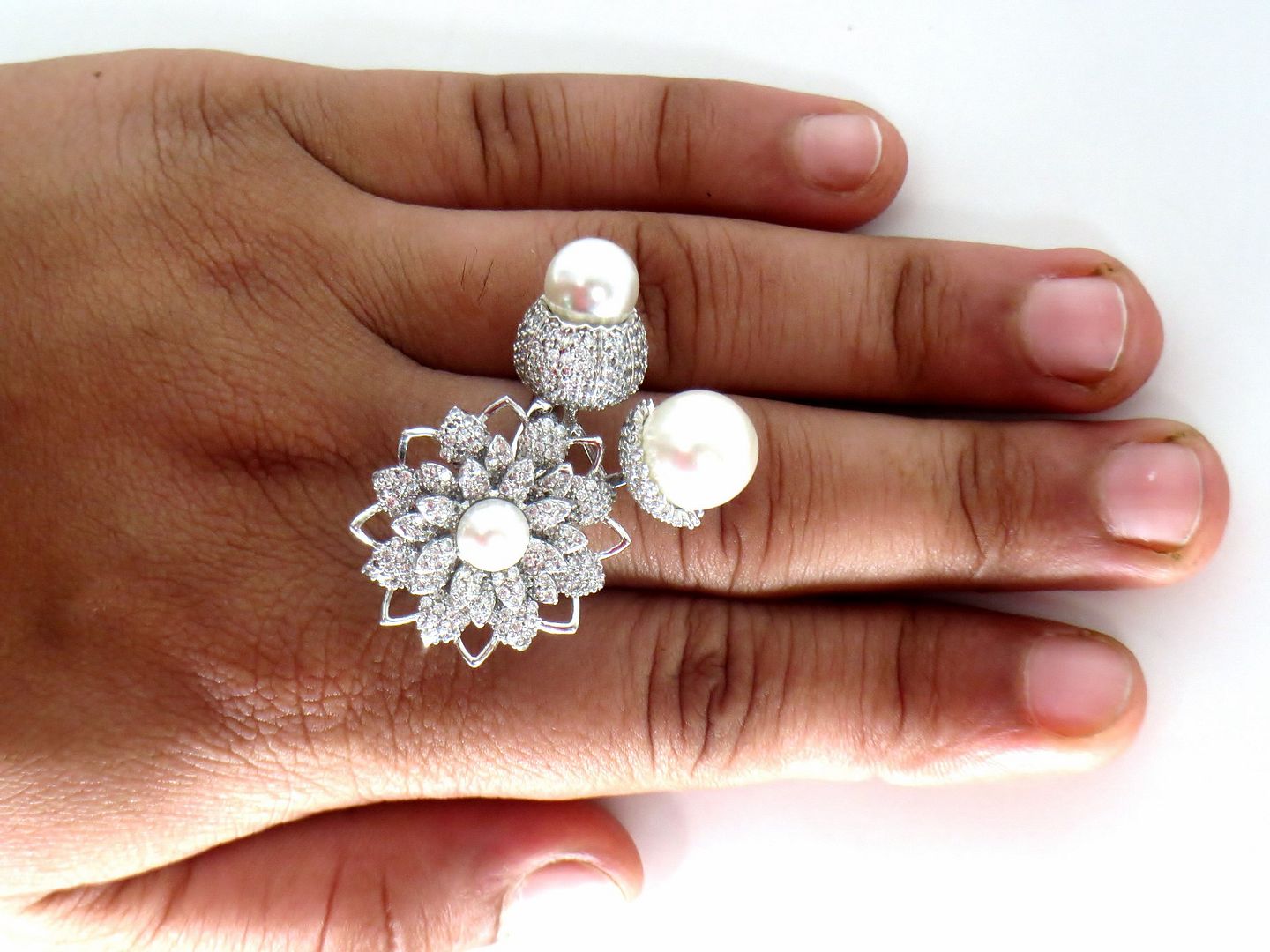 Jewelshingar Jewellery American Diamond White Colour Size 13 Silver Plated Ring For Girls ( 59035RIN )