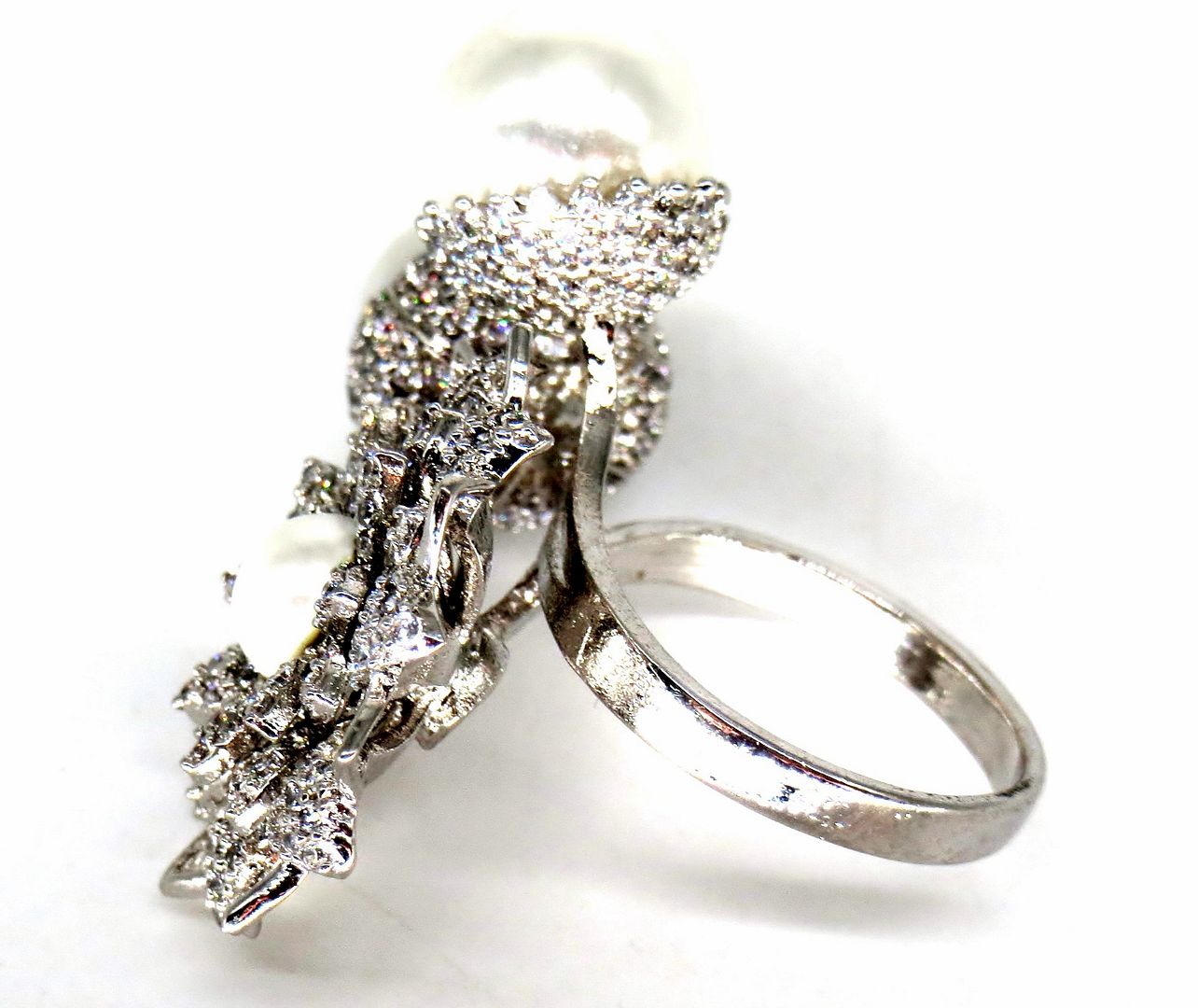 Jewelshingar Jewellery American Diamond White Colour Size 13 Silver Plated Ring For Girls ( 59035RIN )