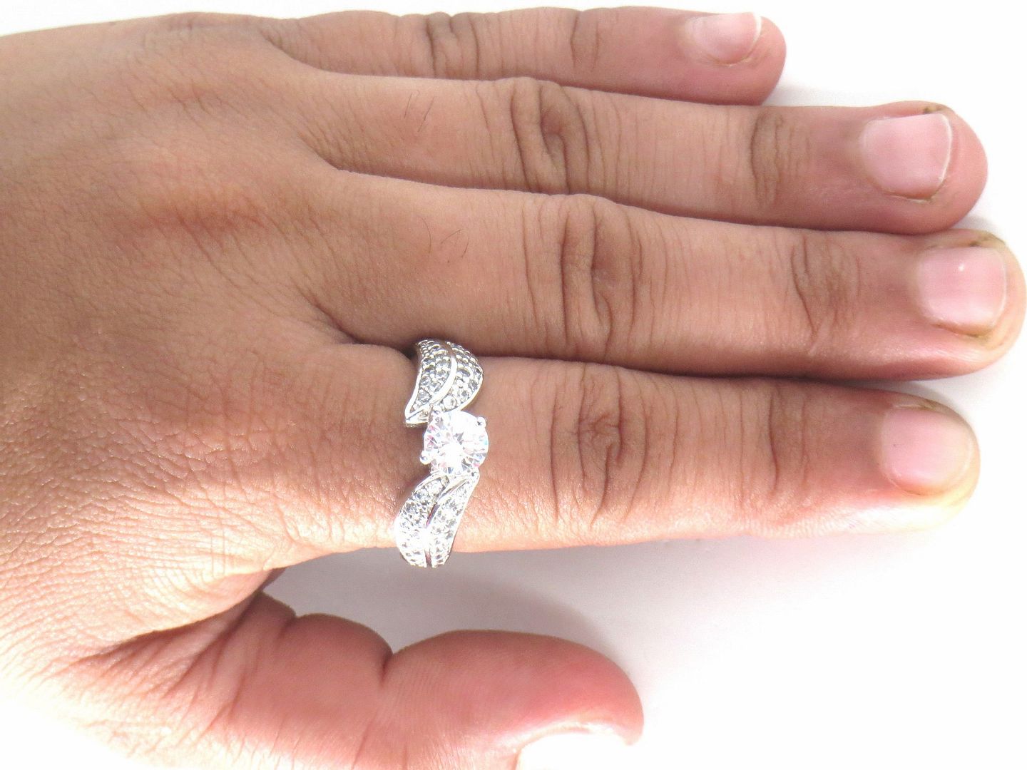 Jewelshingar Jewellery American Diamond Clear Colour Size 16 Silver Plated Ring For Girls ( 59138RIN )