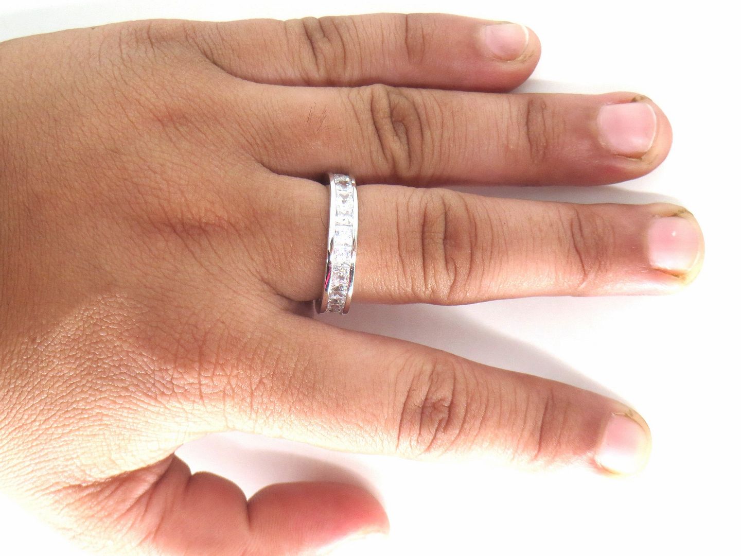 Jewelshingar Jewellery American Diamond Clear Colour Size 13 Silver Plated Ring For Girls ( 59152RIN )